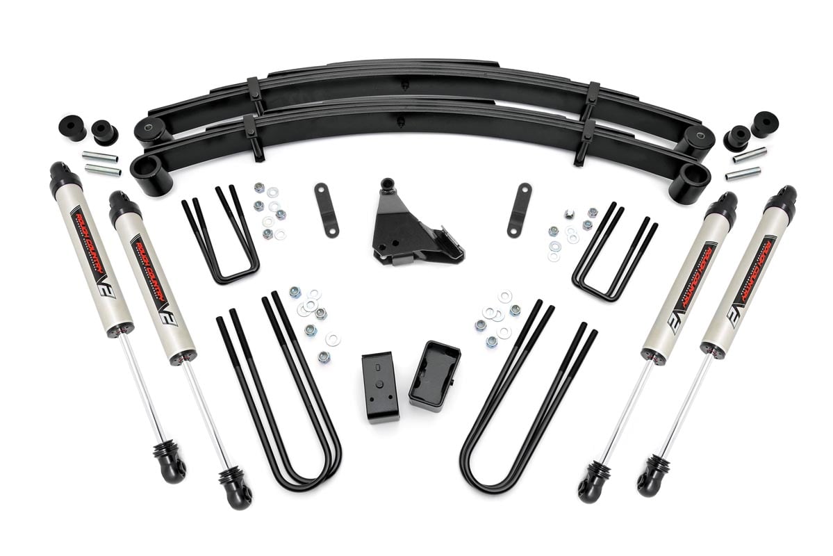 Ford F-350 Super Duty Suspension Lift Kit - Front + Rear - Rough Country - 4 Inch Lift Kit | Rear Blocks | V2 - '99-'04